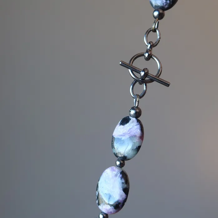 Charoite Necklace Swirl of Spirituality Rare Purple Stones Satin Crystals Necklaces