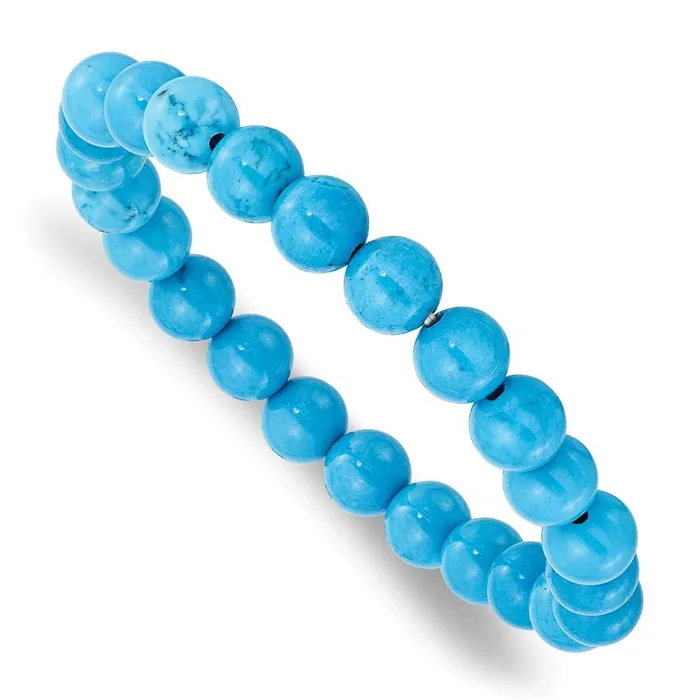 Chisel Bracelets Dyed Howlite Turquoise Color Stretch Bracelet