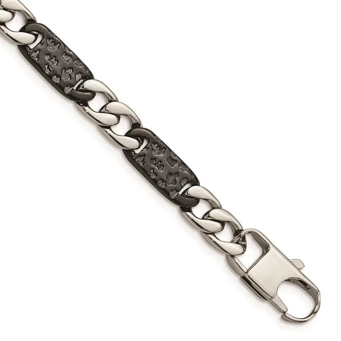 Chisel Bracelets Stainless Steel Polished Black IPplated Link Bracelet