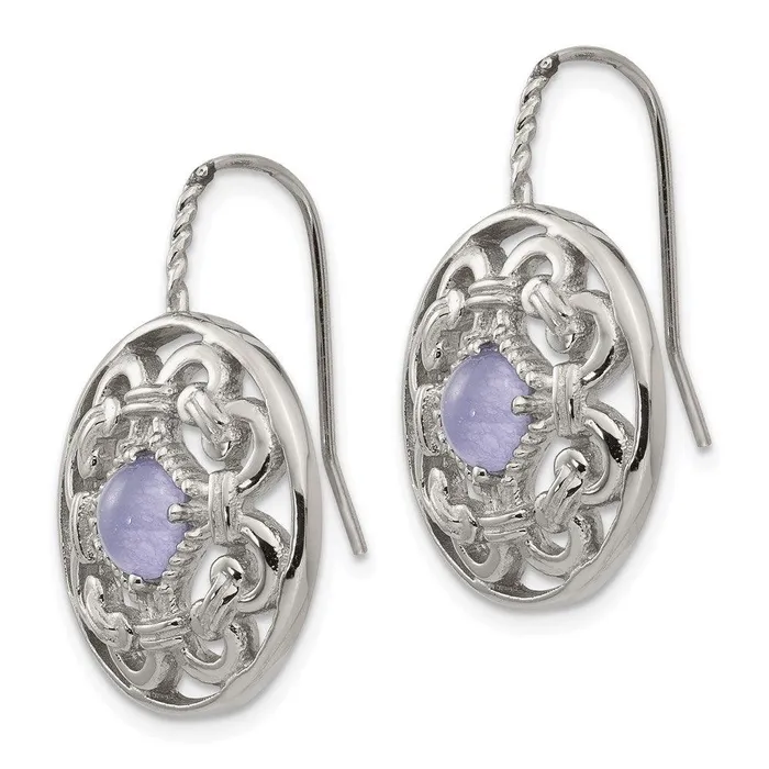 Chisel Earrings Stainless Steel Polished Synthetic Purple Calcedony Earrings Chisel Earrings Stainless Steel Polished Synthetic Purple Calcedony Earrings