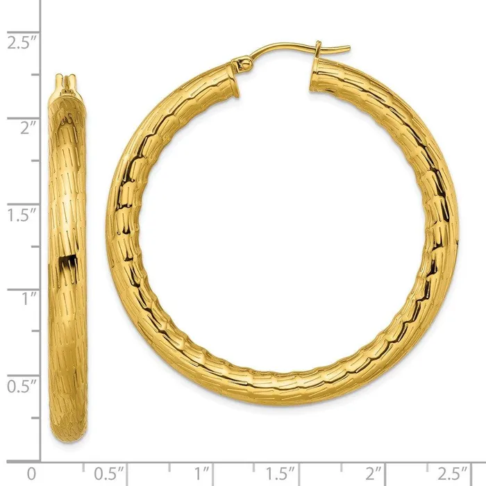 Chisel Earrings Stainless Steel Yellow IPplated Textured Polished Hoop Earrings Chisel Earrings Stainless Steel Yellow IPplated Textured Polished Hoop Earrings