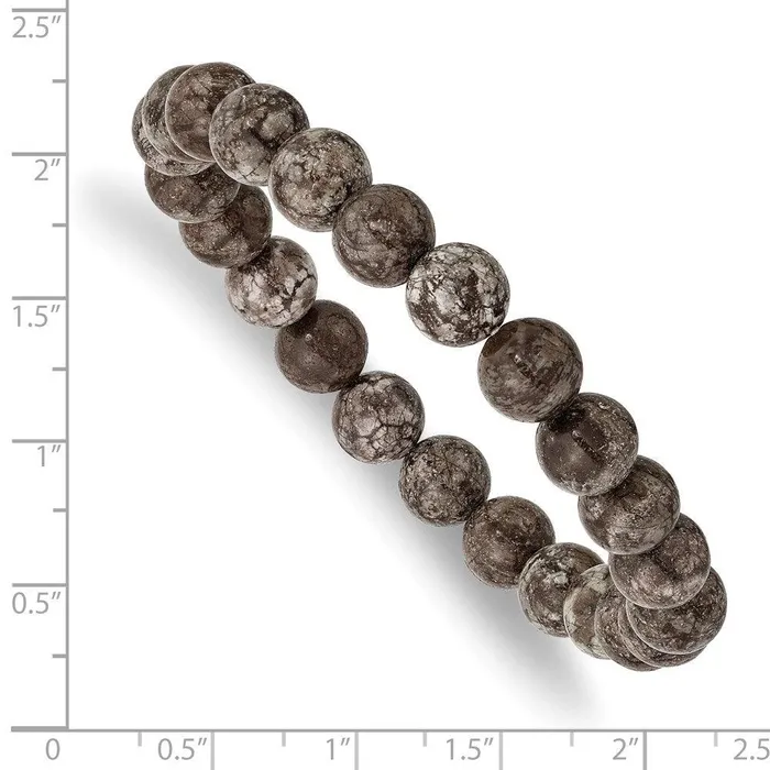 Chisel Grey Snowflake Agate Beaded Stretch Bracelet Bracelets Chisel Grey Snowflake Agate Beaded Stretch Bracelet Bracelets