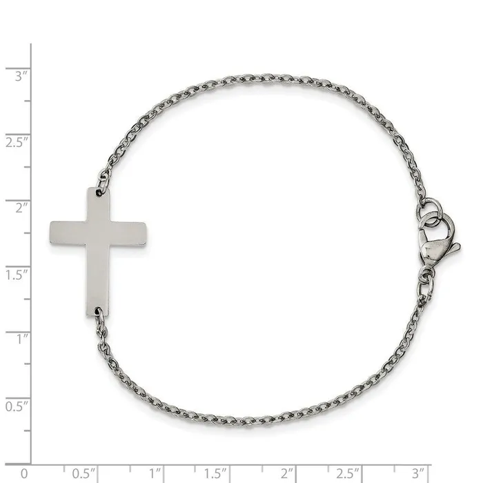 Chisel Stainless Steel Polished Sideways Cross 725in Bracelet Bracelets Chisel Stainless Steel Polished Sideways Cross 725in Bracelet Bracelets