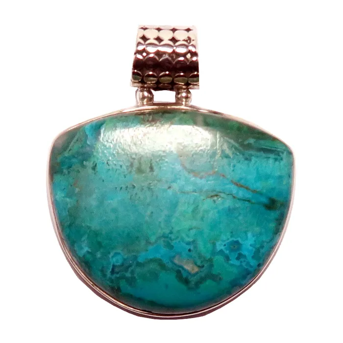 Chrysocolla Pendant Jungle Love Gem Sterling Silver Satin Crystals Necklaces