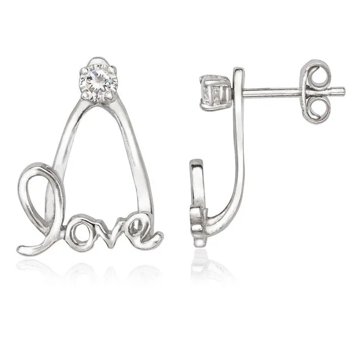 Classic Earrings Sterling Silver 3mm CZ with Back and LOVE Earrings