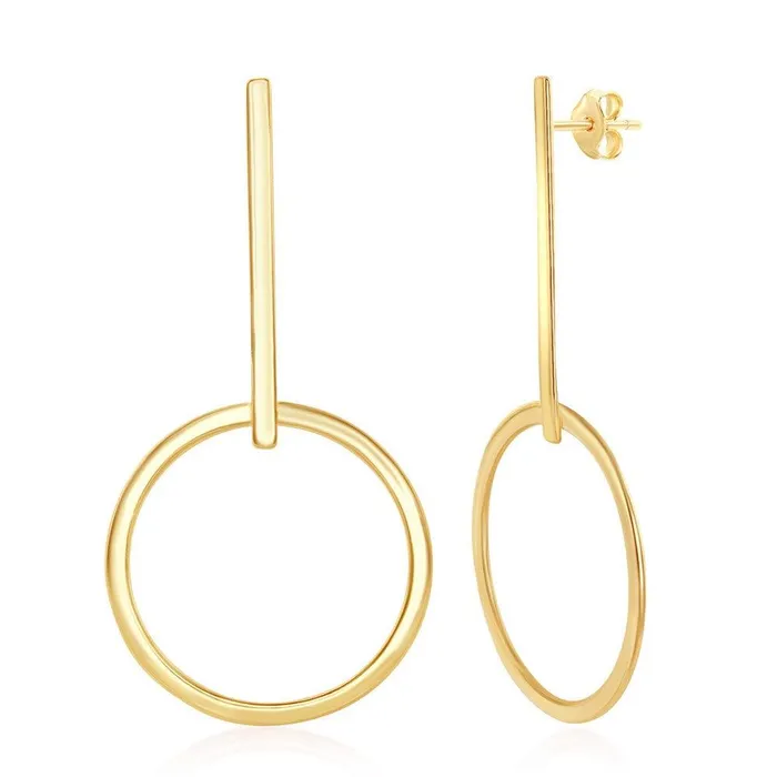 Classic Earrings Sterling Silver Gold Plated Bar and Hoop Earrings