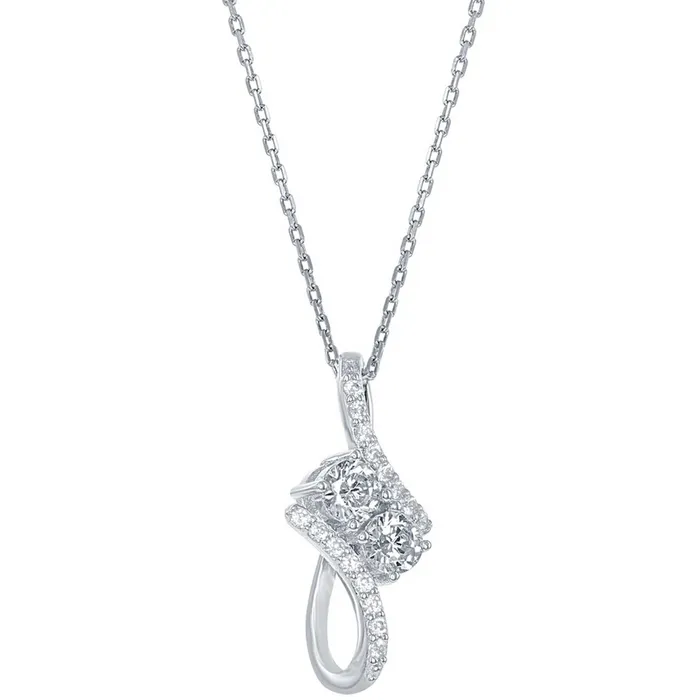 Classic Necklaces Classic Womens Pendant Sterling Silver Thin Long Us2gether CZ K7442 Classic Necklaces Classic Womens Pendant Sterling Silver Thin Long Us2gether CZ K7442