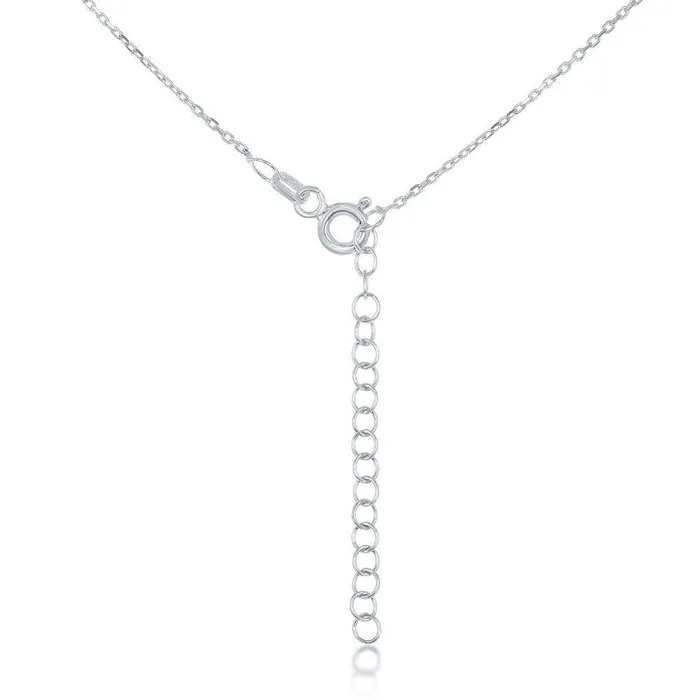 Classic Necklaces Sterling Silver Center Torqouise Branch Design with CZ Border Necklace Classic Necklaces Sterling Silver Center Torqouise Branch Design with CZ Border Necklace