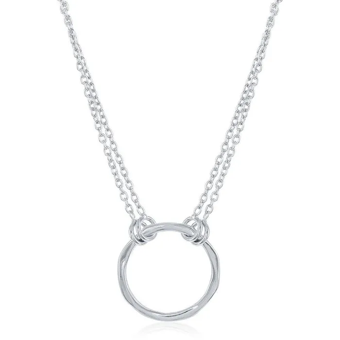 Classic Necklaces Sterling Silver Double Strand Open Circle Necklace