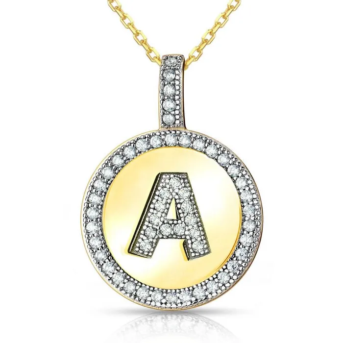 Classic Necklaces Sterling Silver Gold Plated Circle A Pendant with Chain