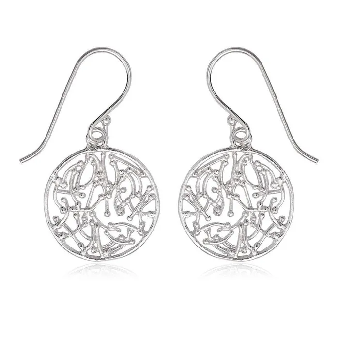 Classic Sterling Silver Open Round Branch Style Earrings Earrings