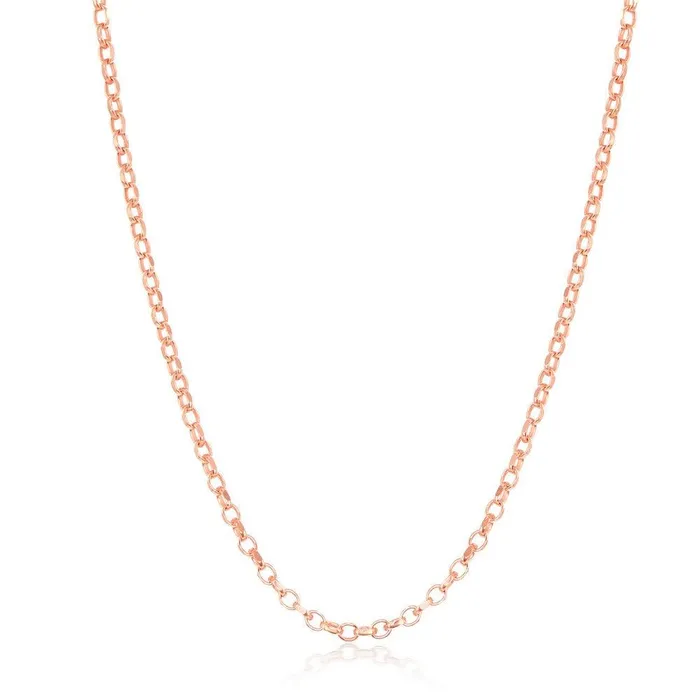 Classic Sterling Silver Rose Gold Plated 14mm Cable Chain 16 Necklaces