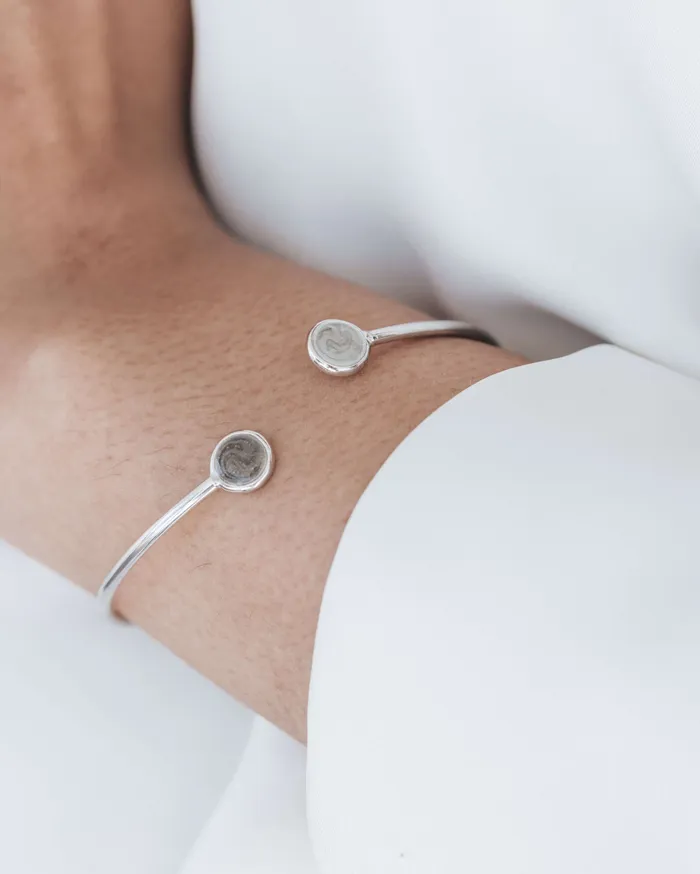 closebymejewelry Bracelets Flex Tube Cuff Cremation Bracelet in Rhodium Plated Sterling Silver