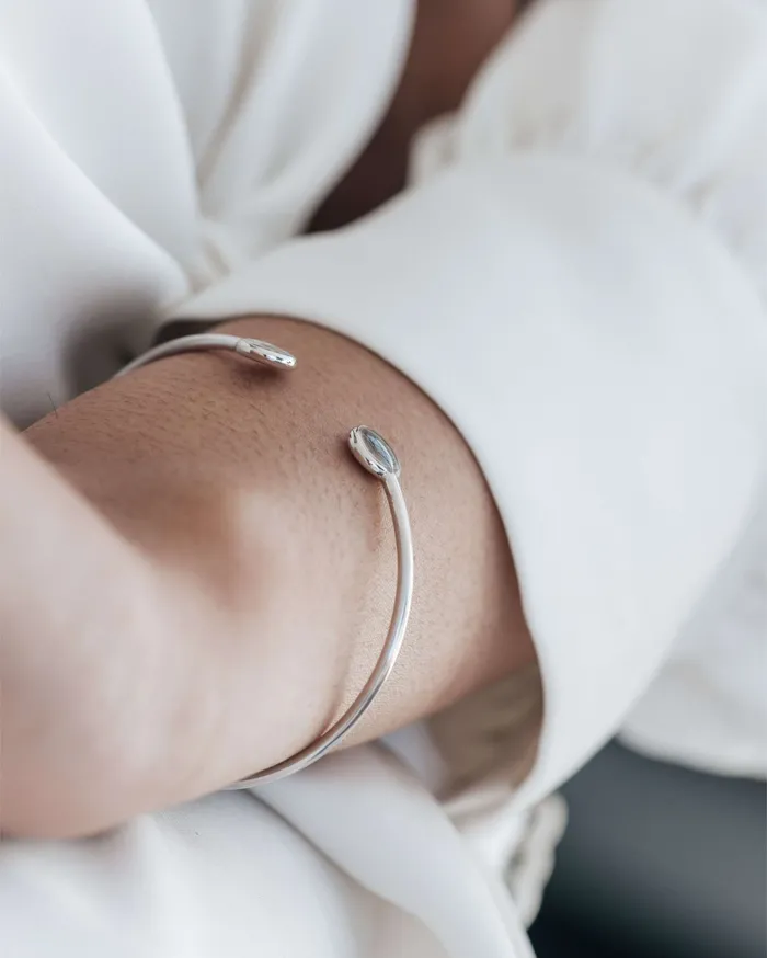 closebymejewelry Bracelets Flex Tube Cuff Cremation Bracelet in Rhodium Plated Sterling Silver