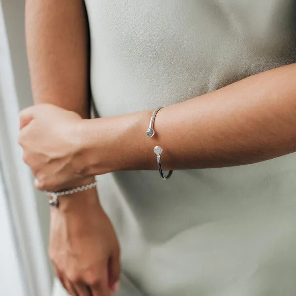 closebymejewelry Bracelets Flex Tube Cuff Cremation Bracelet in Rhodium Plated Sterling Silver
