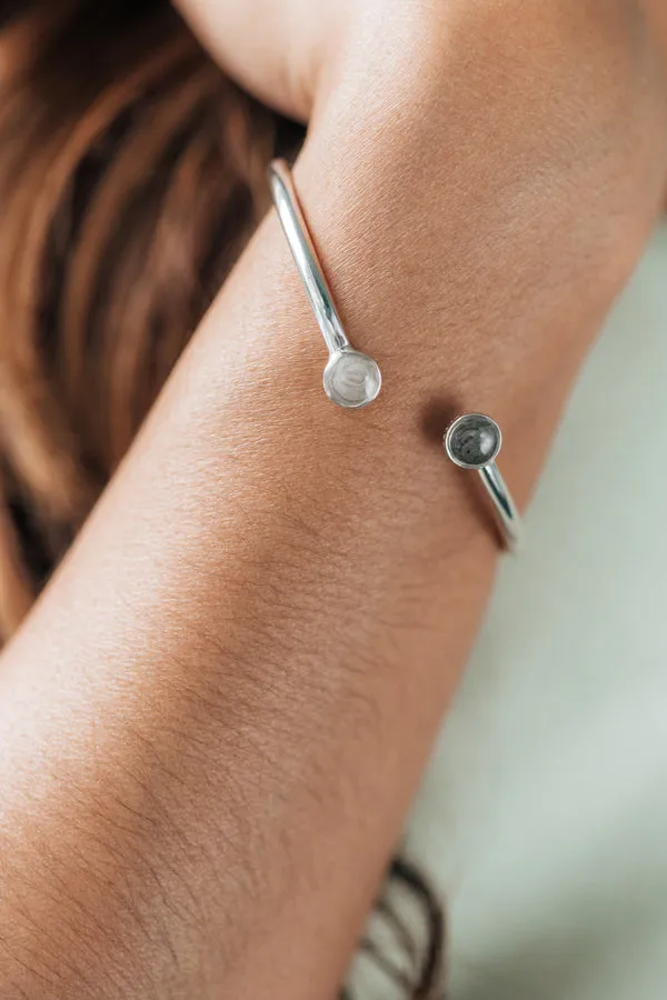 closebymejewelry Bracelets Flex Tube Cuff Cremation Bracelet in Rhodium Plated Sterling Silver