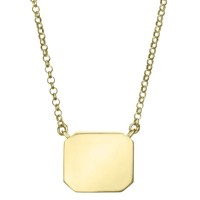 closebymejewelry Cushion Art Deco Cremation Necklace in 14K Yellow Gold Necklaces