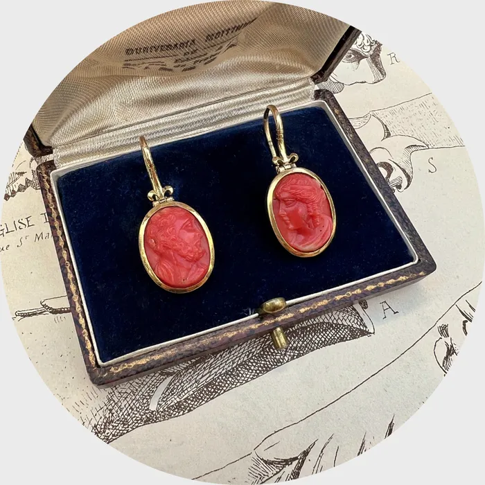 Coral Cameo Earrings 21stfinds Earrings
