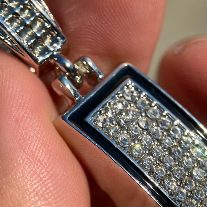 Cross Iced Pendant Flooded Silver Tone Black Trim Bling Cartel Necklaces Cross Iced Pendant Flooded Silver Tone Black Trim Bling Cartel Necklaces