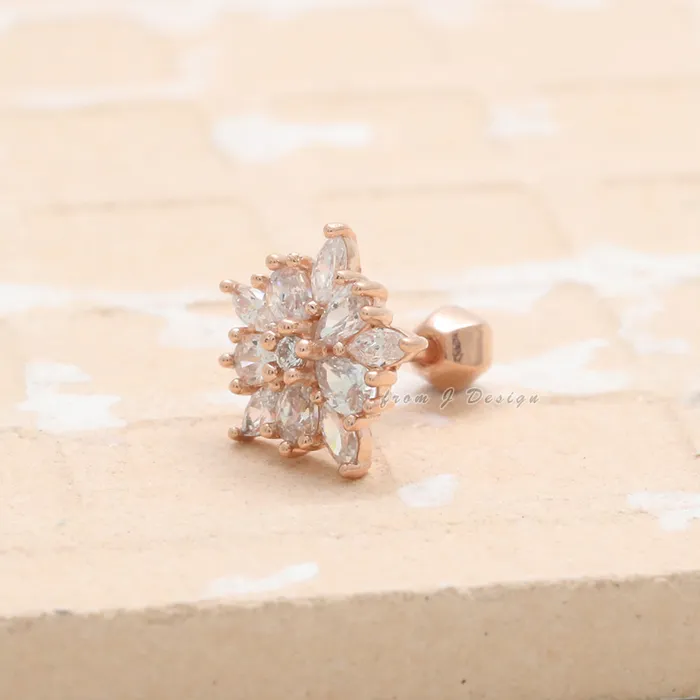 CZ Star Flower Ear Piercing from J Shop Earrings