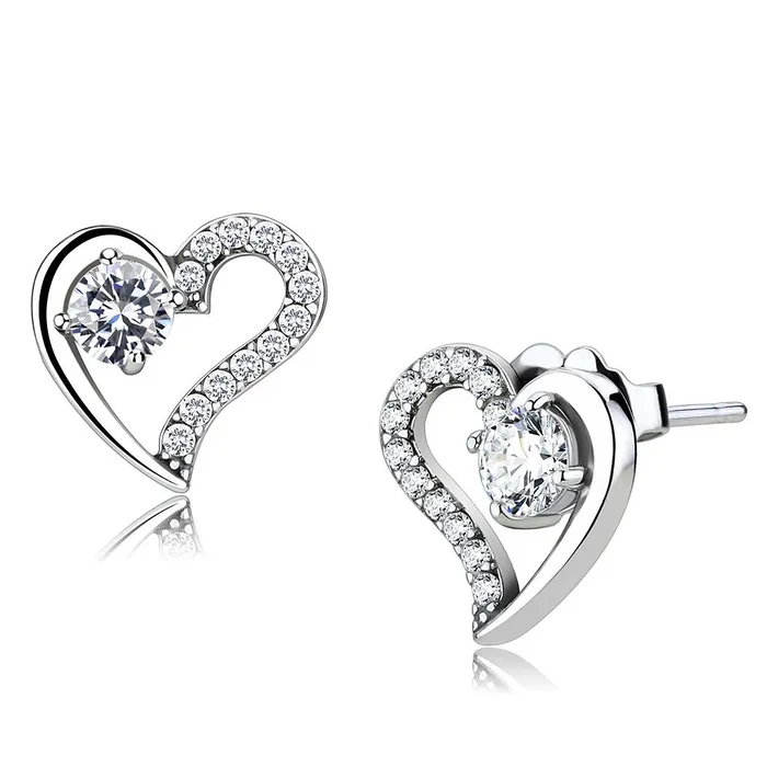DA083 High polished no plating Stainless Steel Earrings with AAA Grade CZ in Clear Alamode Earrings DA083 High polished no plating Stainless Steel Earrings with AAA Grade CZ in Clear Alamode Earrings