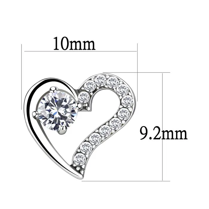 DA083 High polished no plating Stainless Steel Earrings with AAA Grade CZ in Clear Alamode Earrings