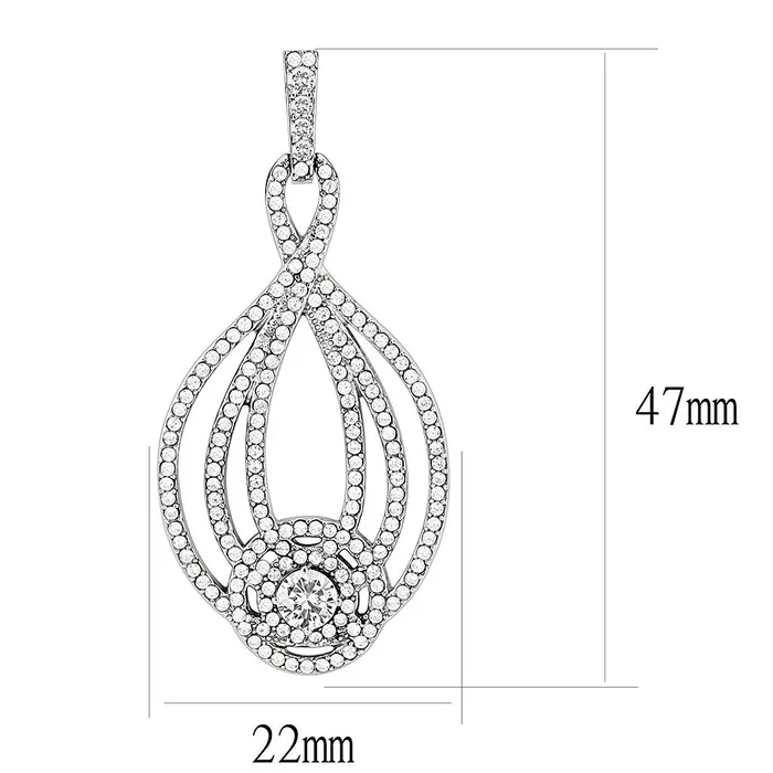 DA374 High polished no plating Stainless Steel Earrings with AAA Grade CZ in Clear Alamode Earrings