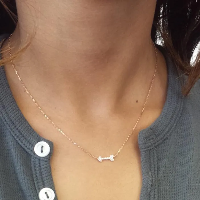 deBebians Necklaces Pave Diamond Arrow Necklace