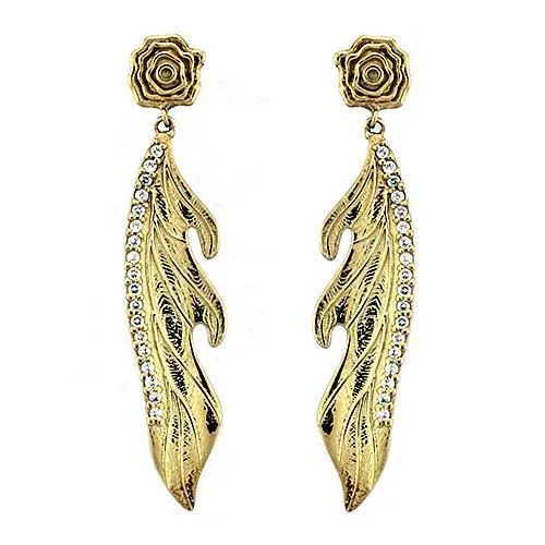 Earrings Alamode LOAS1313 Gold 925 Sterling Silver Earrings with AAA Grade CZ in Clear Earrings Alamode LOAS1313 Gold 925 Sterling Silver Earrings with AAA Grade CZ in Clear