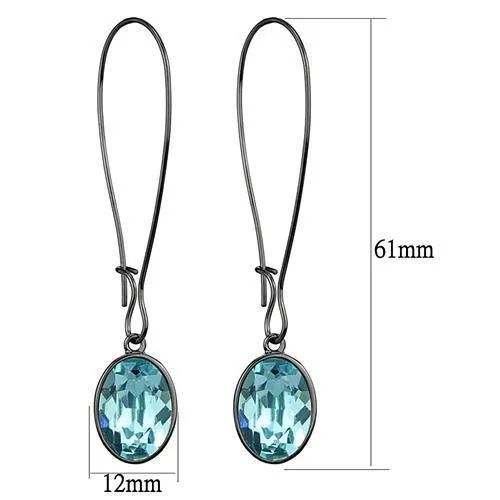Earrings Alamode TK2720 IP Light Black IP Gun Stainless Steel Earrings with Top Grade Crystal in Sea Blue