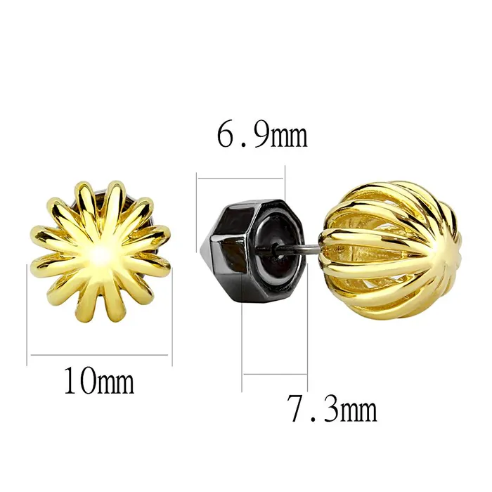 Earrings Alamode TK3298 IP Gold IP Black Ion Plating Stainless Steel Earrings with No Stone