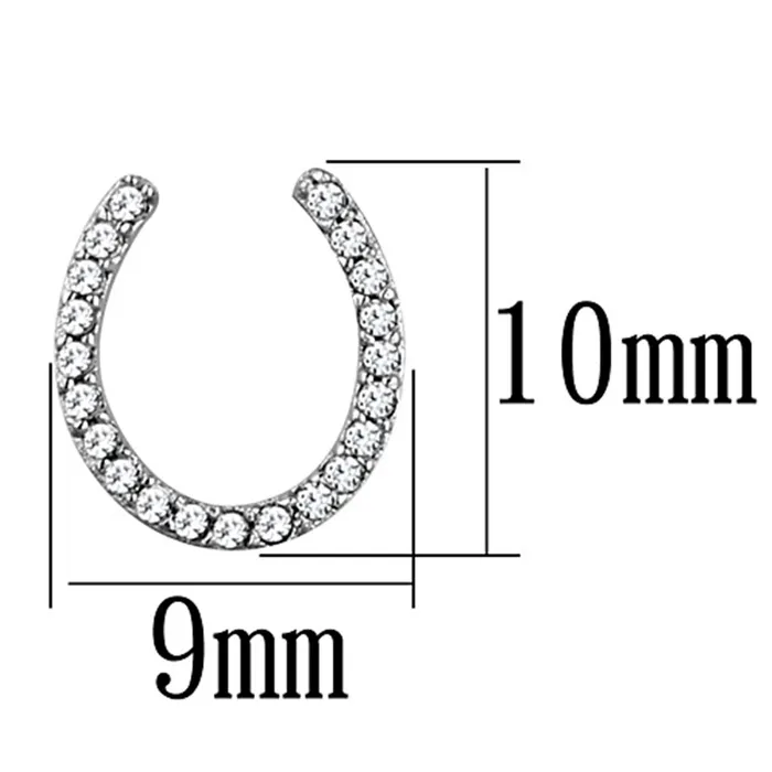 Earrings Alamode TS162 Rhodium 925 Sterling Silver Earrings with AAA Grade CZ in Clear