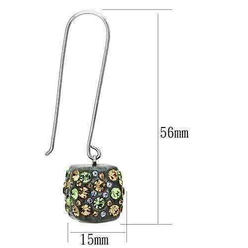 Earrings Alamode VL090 High polished no plating Stainless Steel Earrings with Top Grade Crystal in Multi Color