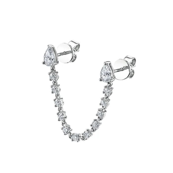 Earrings anitako DOUBLE PIERCING PEAR DIAMOND LOOP EARRING