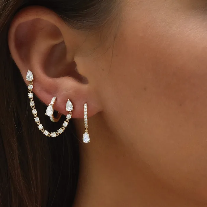 Earrings anitako DOUBLE PIERCING PEAR DIAMOND LOOP EARRING
