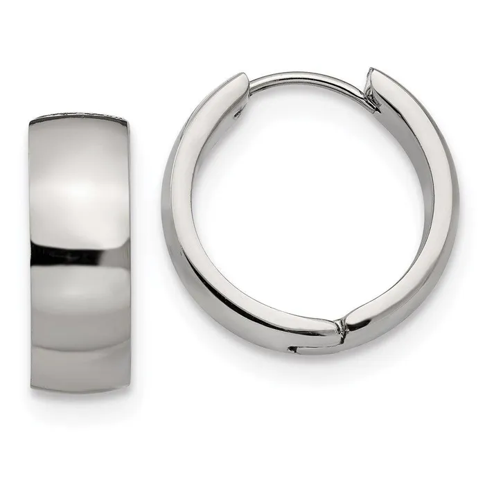 Earrings Chisel Stainless Steel Hinged Hoop Earrings