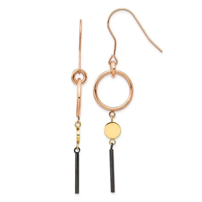 Earrings Chisel Stainless Steel Polished Black Rose Yellow IPplated Dangle Earrings Earrings Chisel Stainless Steel Polished Black Rose Yellow IPplated Dangle Earrings