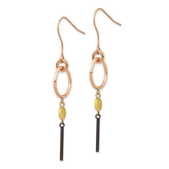 Earrings Chisel Stainless Steel Polished Black Rose Yellow IPplated Dangle Earrings Earrings Chisel Stainless Steel Polished Black Rose Yellow IPplated Dangle Earrings