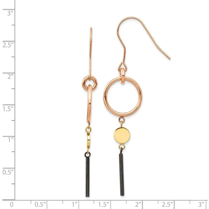 Earrings Chisel Stainless Steel Polished Black Rose Yellow IPplated Dangle Earrings Earrings Chisel Stainless Steel Polished Black Rose Yellow IPplated Dangle Earrings