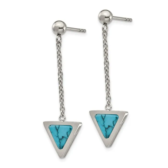 Earrings Chisel Stainless Steel Polished wReconstructed Howlite Post Dangle Earring Earrings Chisel Stainless Steel Polished wReconstructed Howlite Post Dangle Earring