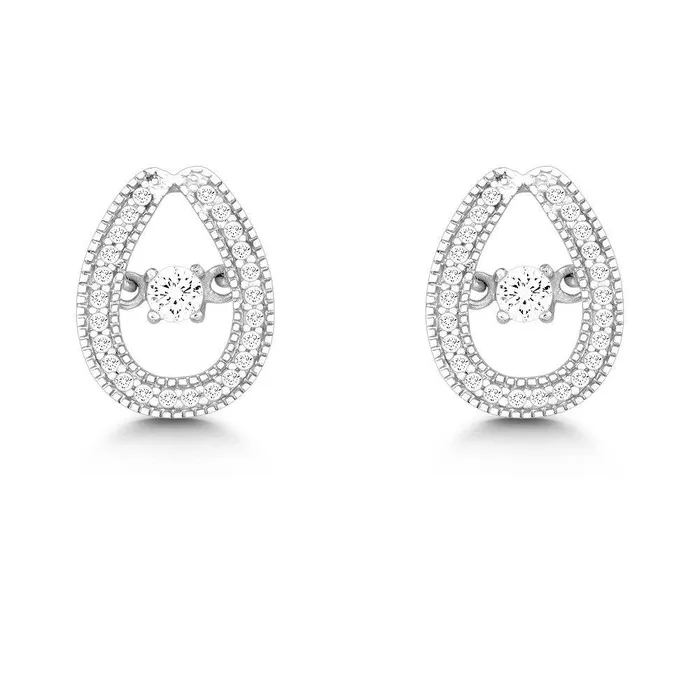 Earrings Classic Sterling Silver Center Dancing Tear Shaped Earrings