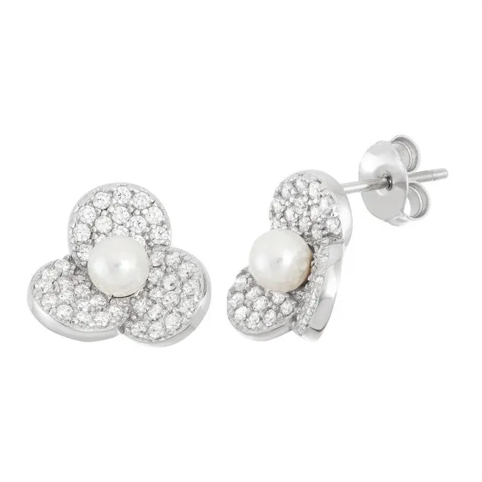 Earrings Classic Sterling Silver Fresh Water Pearl Stud Earrings