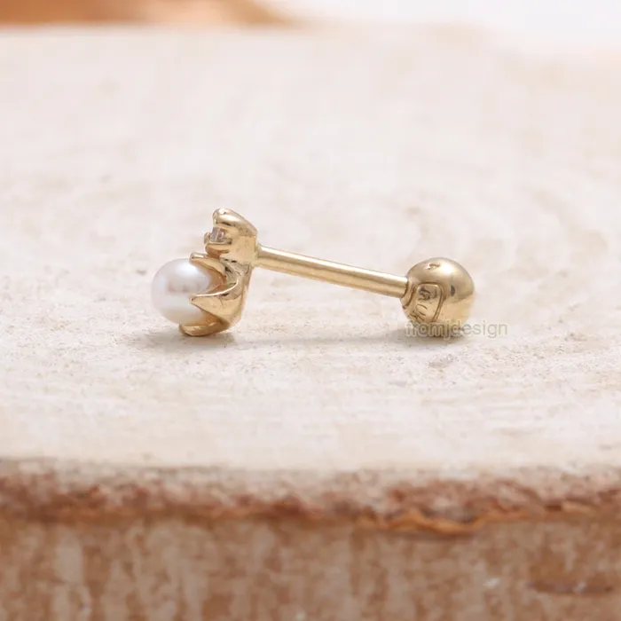 Earrings Diamond Petite Pearl Piercing from J Shop