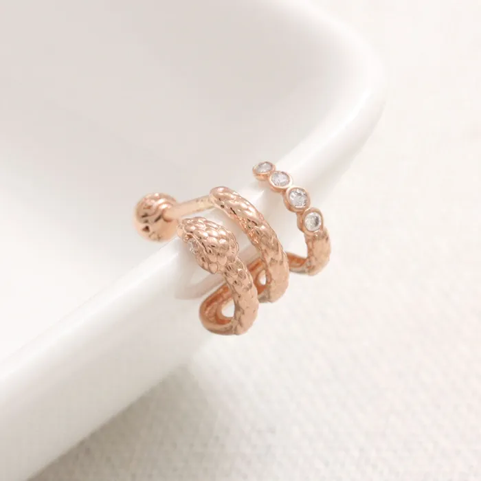 Earrings from J Shop Genuine Diamond Snake Hoop Ear Piercing