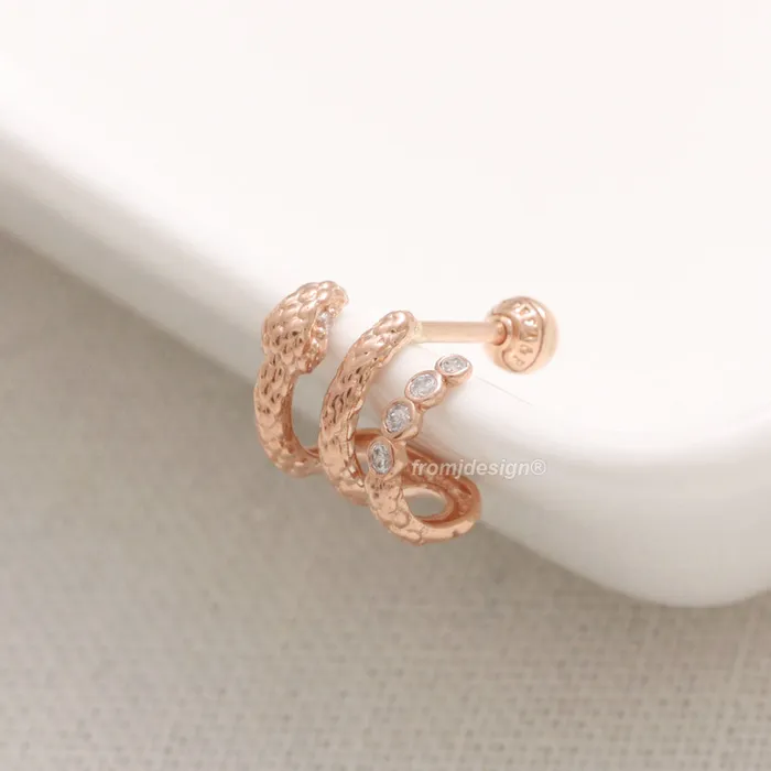 Earrings from J Shop Genuine Diamond Snake Hoop Ear Piercing