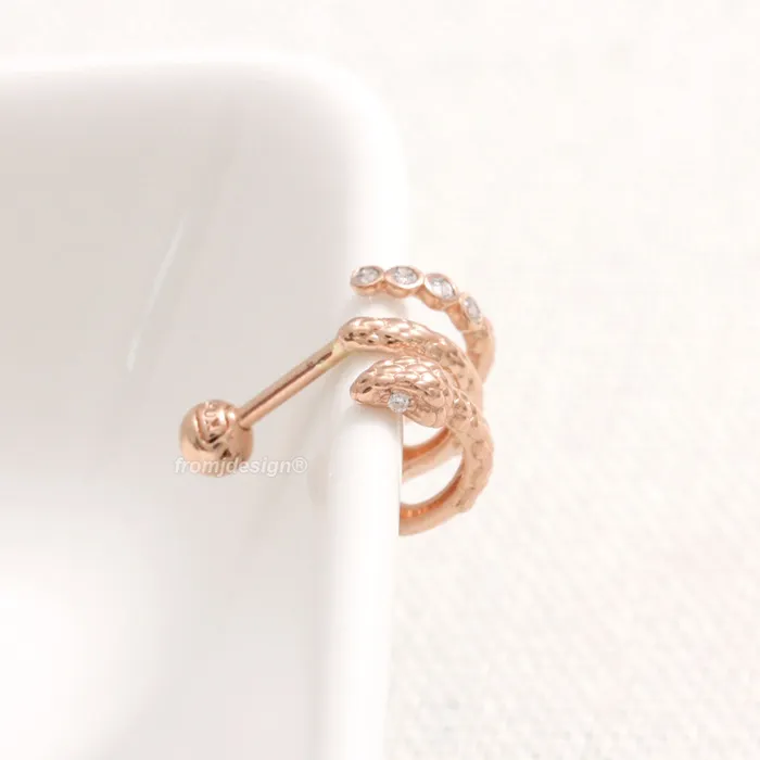 Earrings from J Shop Genuine Diamond Snake Hoop Ear Piercing
