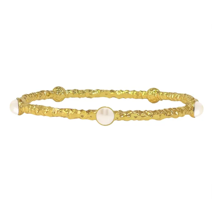 Earrings Halcyon Days Halcyon Days Cabochon Pearl Gold Torque Bangle