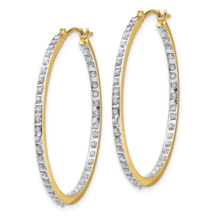 Earrings Jewelry 14k Diamond Fascination Round Hinged Hoop Earrings Earrings Jewelry 14k Diamond Fascination Round Hinged Hoop Earrings
