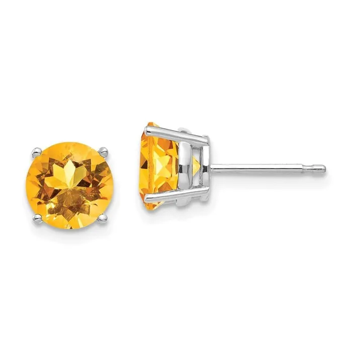 Earrings Jewelry 14k White Gold 7mm Citrine earring