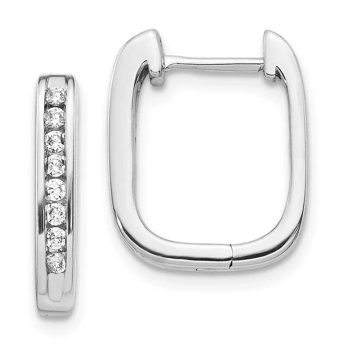 Earrings Jewelry 14k White Gold Diamond Complete Hinged Hoop Earrings